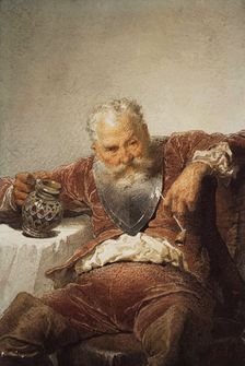 Falstaff with a Tankard of Wine and a Pipe, 1873. Creator: Zichy, Mihály (1827-1906)