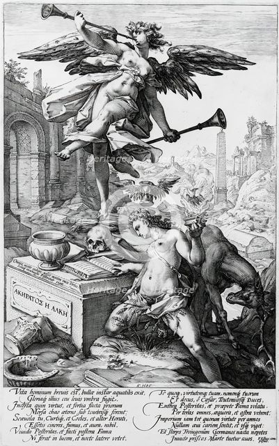 Fame and History, 1586. Creator: Hendrik Goltzius.