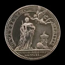 Fame Crowning the Queen before an Altar [reverse], 1761. Creator: Johann Lorenz Natter