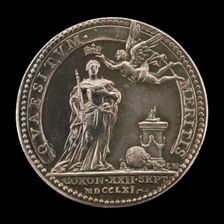 Fame Crowning the Queen before an Altar [reverse], 1761. Creator: Johann Lorenz Natter