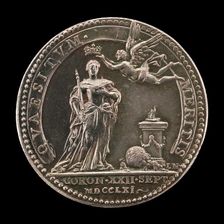 Fame Crowning the Queen before an Altar [reverse], 1761. Creator: Johann Lorenz Natter