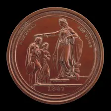 Fame Crowning Painting and Sculpture [reverse], 1847. Creator: Charles Cushing Wright