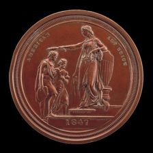 Fame Crowning Painting and Sculpture [reverse], 1847. Creator: Charles Cushing Wright