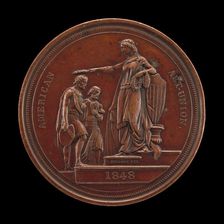 Fame Crowning Painting and Sculpture [reverse], 1848. Creator: Charles Cushing Wright