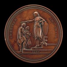 Fame Crowning Painting and Sculpture [reverse], 1849. Creator: Charles Cushing Wright