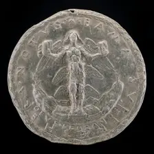 Fame Holding a Closed and an Open Book [reverse], 1479. Creator: Sperandio Savelli