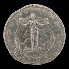 Fame Holding a Closed and an Open Book [reverse], 1479. Creator: Sperandio Savelli