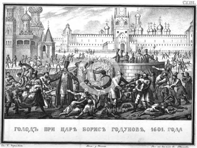 Famine during the reign of Boris Godunov (From Illustrated Karamzin), 1836. Artist: Chorikov, Boris Artemyevich (1802-1866)