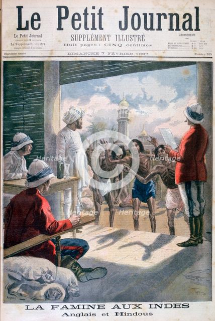 Famine in India, 1897. Creator: F Meaulle.