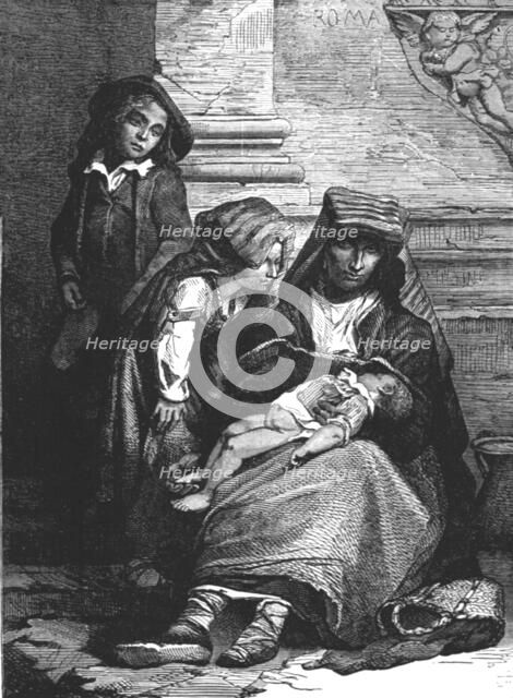 'Family of Beggars; Rome and United Italy',1875. Creator: Unknown.