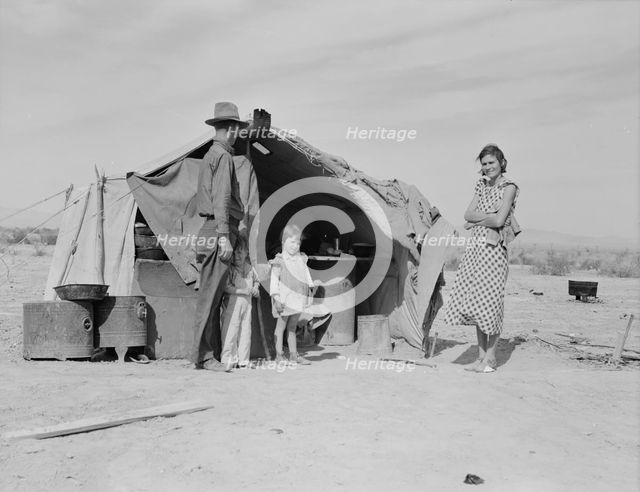 Family of four to be returned to Oklahoma by the Relief Administration, Holtville, California, 1937. Creator: Dorothea Lange.