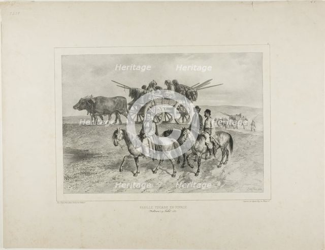 Family of Traveling Hungarian Gypsies, Moldavia, July 19, 1837, 1839. Creator: Auguste Raffet.
