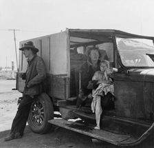 Family, one month from South Dakota, now on the road..., Tulelake, Siskiyou County, California, 1939 Creator: Dorothea Lange