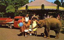Family at a carnival at Catskill Game Farm, New York, USA, 1955