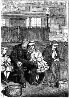 Family at Sunday chruch service in their Box Pew, London, 1862