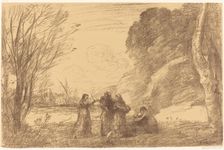 Family at Terracina (Une famille a terracine), 1871. Creator: Jean-Baptiste-Camille Corot