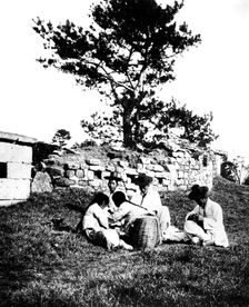 Family enjoying a picnic, Korea, 1900
