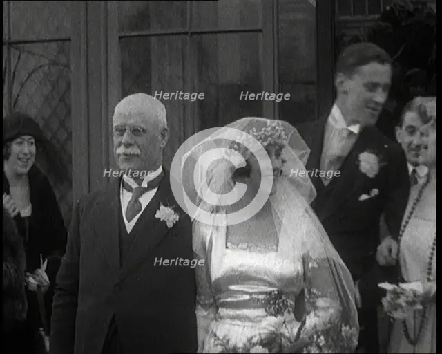Family Gathering for Photographs at the Wedding of Beatrice Lillie and Sir Robert Peel..., 1920. Creator: British Pathe Ltd.