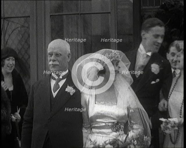 Family Gathering for Photographs at the Wedding of Beatrice Lillie and Sir Robert Peel..., 1920. Creator: British Pathe Ltd.