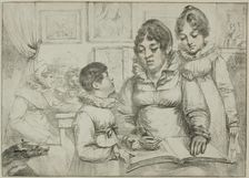 Family Group (Woman Reading to Two Children), c. 1820. Creator: Vivant Denon