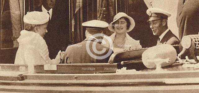 'Family Joke' - leaving the Royal Yacht Albert and Victoria at Cowes, c1935 (1937) Creator: Unknown.