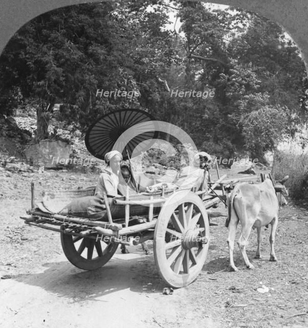 Family journeying through the jungle near Mingun, Burma, 1908. Artist: Stereo Travel Co