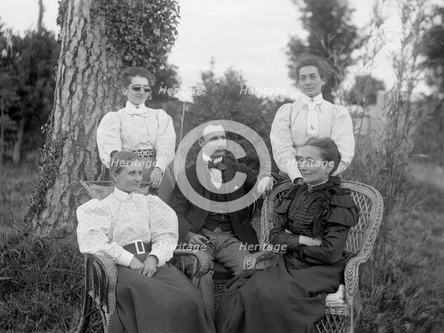 Family photo of William Manderville Ellis L'Estrange (seated centre) and Elizabeth Ely..., 1906. Creator: Robert Augustus Henry L'Estrange.
