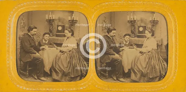 Family playing cards, 1855-1860. Creator: E Lamy.