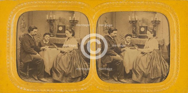Family playing cards, 1855-1860. Creator: E Lamy.
