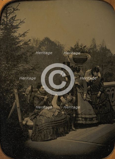Family Posing on Bow Bridge, Central Park, New York, 1865-75. Creator: Unknown.