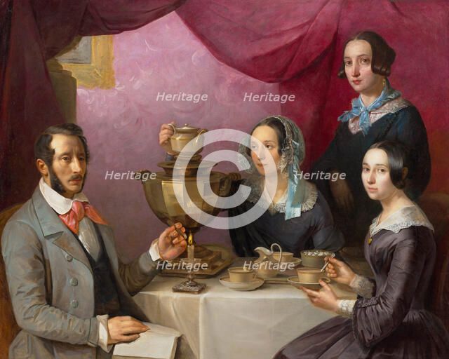 Family portrait, 1844. Creator: Myagkov, Timophey Egorovich (1811-1865).