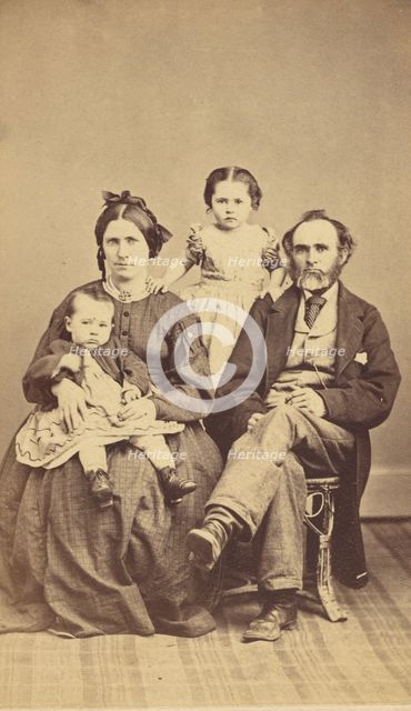 Family portrait: mother, father and two children, 1870s. Creator: BF Green.
