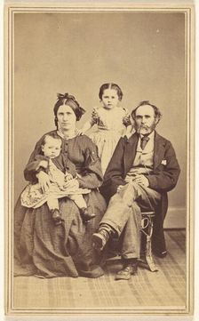 Family portrait: mother, father and two children, 1870s. Creator: BF Green