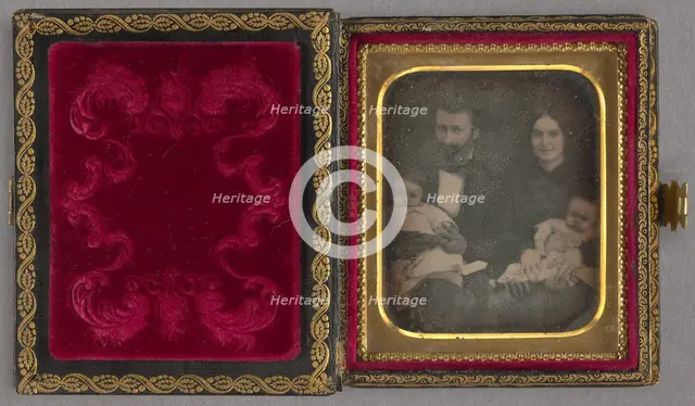Family Portrait of a Mother and Father with Their Two Babies, about 1850. Creator: Unknown.