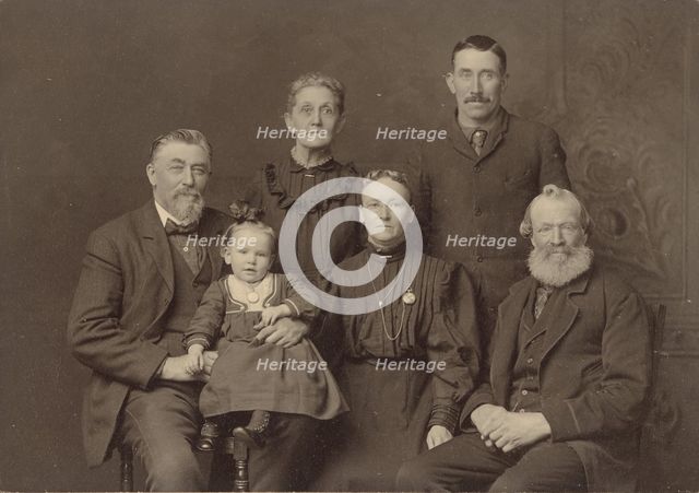 Family portrait of six members, about 1894. Creator: Harrington.