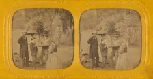 Family portrait at a picnic, about 1868. Creator: E Lamy