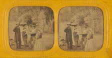 Family portrait at a picnic, about 1868. Creator: E Lamy