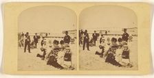 Family portrait at the beach, probably New York, about 1878. Creator: Halls