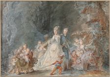 Family Promenade in the Park, 1765/1766. Creator: Pierre Antoine Baudouin
