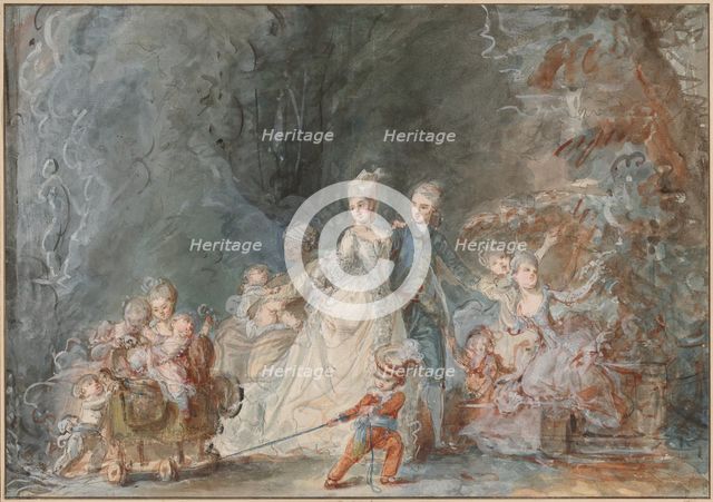 Family Promenade in the Park, 1765/1766. Creator: Pierre Antoine Baudouin.