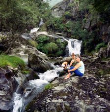 Family scene at Dolgoch Falls, Snowdonia, Wales, 1969. Creator: Michael Walters