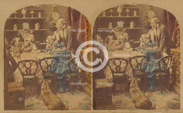 Family scene at table, about 1857. Creator: Joseph John Elliott.