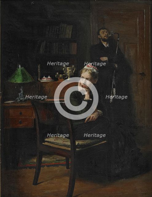 Family Scene in an Interior, 1885. Artist: Ilsted, Peter Vilhelm (1861-1933)