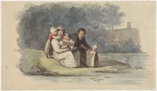 Family sitting on the water, 1828. Creator: Christiaan Julius Lodewijk Portman