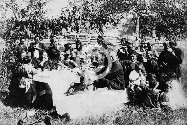 Family tea party, late 19th cent - early 20th cent. Creator: I Popov.