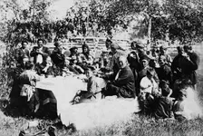 Family tea party, late 19th cent - early 20th cent. Creator: I Popov