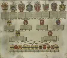 Family tree with the coats of arms of the six children of Jan van de Poll and Margaretha...1738 Creator: Gerrit de Broen