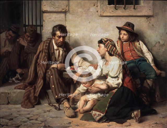 Family visiting a prisoner, 1868. Artist: Vereshchagin, Vasili Petrovich (1835-1909)