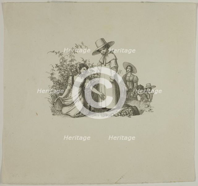 Family with Picnic Baskets, 1820. Creator: Ludwig Ferdinand Schnorr von Carolsfeld.