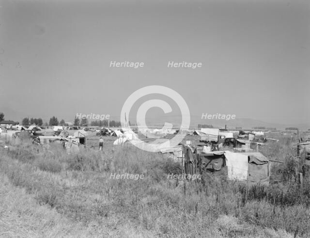 Families camped on flat before season opens..., near Merrill, Klamath County, Oregon, 1939 Creator: Dorothea Lange.